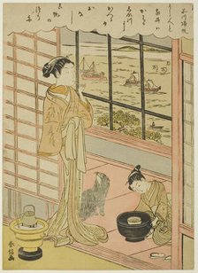 Returning Sails at Shinagawa (Shinagawa no kihan), from the series "Eight Fashionable..., c.1768/69. Creator: Suzuki Harunobu.