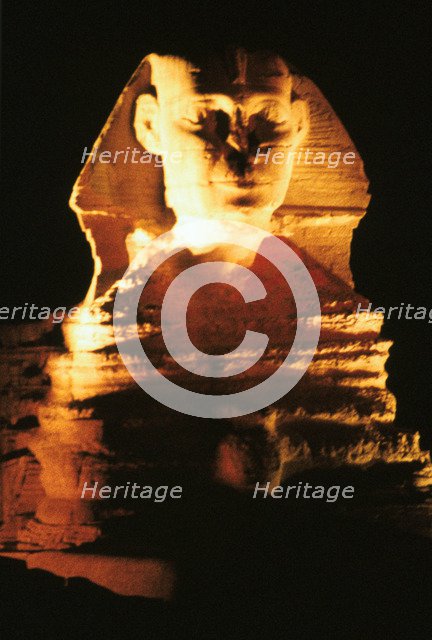 The Great Sphinx at night, Gizeh, Egypt. Artist: Unknown