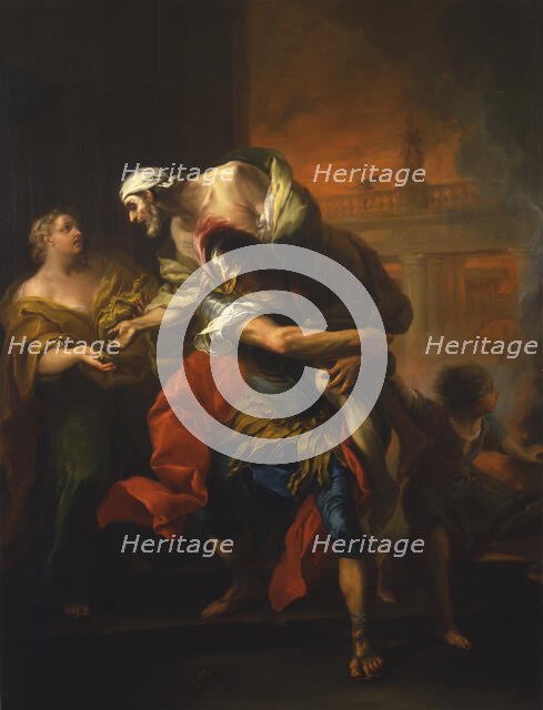 Aeneas Rescuing his Father from the Fire at Troy, mid-18th century. Creator: Carle van Loo.