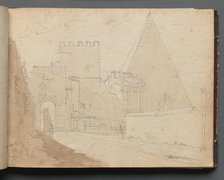 Album with Views of Rome and Surroundings, Landscape Studies, page 08a: "Porta St. Paolo". Creator: Franz Johann Heinrich Nadorp (German, 1794-1876).