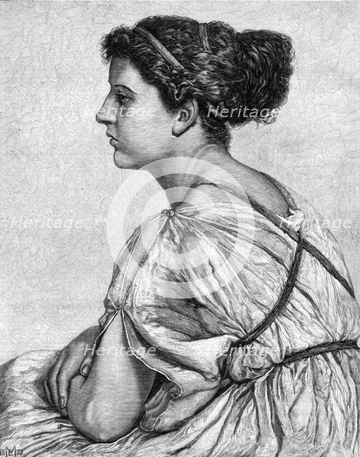 "A Young Greek Woman" by Edith Martineau, in the Exhibition at the Dudley Gallery, 1874. Creator: Unknown.