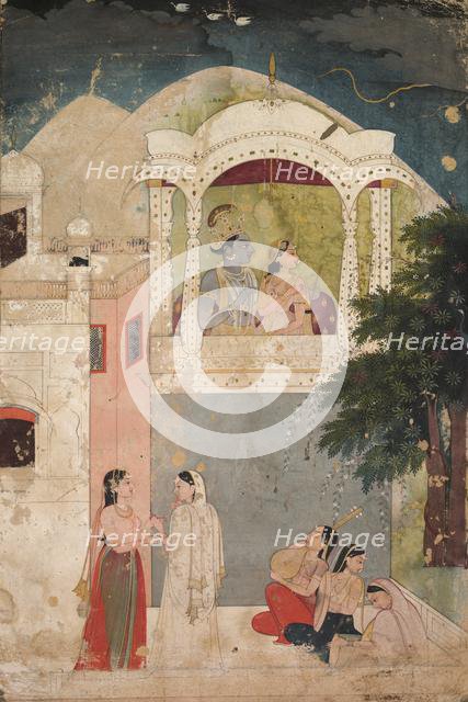 Radha and Krishna Seated on a Balcony, c. 1760. Creator: Unknown.