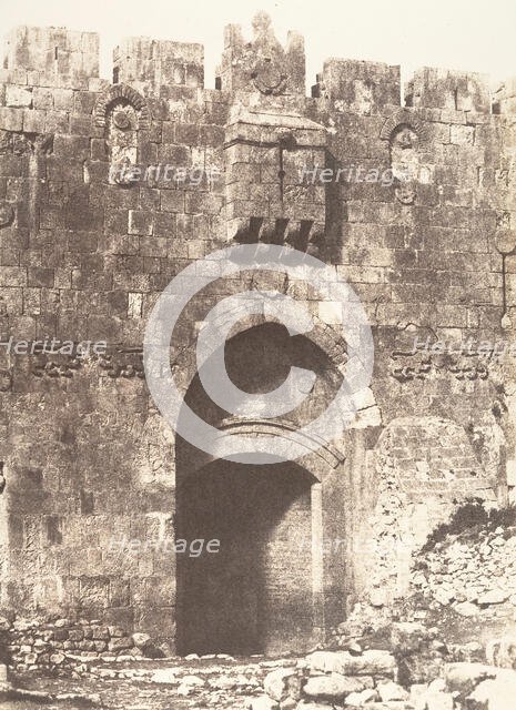 Jérusalem, Porte Saint-étienne, Vue extérieure, 1854. Creator: Auguste Salzmann.