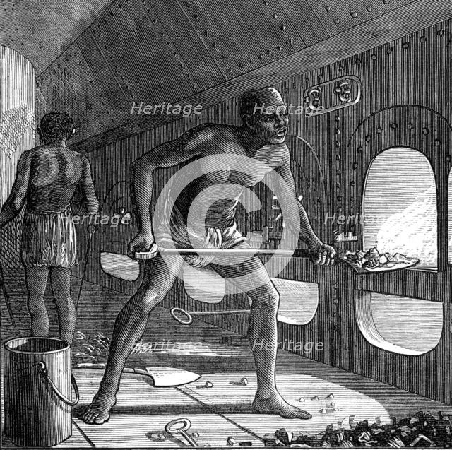 The Voyage to China: stokehole of a steam-ship on the Red Sea, 1872. Creator: Unknown.