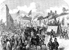 The Preston Guild Festival: the Trades Procession doubling at the triumphal arch, London-road, 1862. Creator: Unknown.