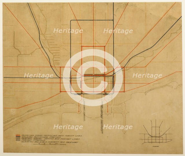 Plate 75 from The Plan of Chicago, 1909: Chicago. Diagram of the City, Showing Complete System... Creator: Daniel Burnham.