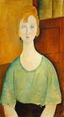 Girl in a Green Blouse, 1917. Creator: Amadeo Modigliani.