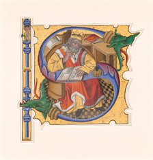 Initial S with King David as Scribe, 1430s. Creator: Master of the Cypresses.