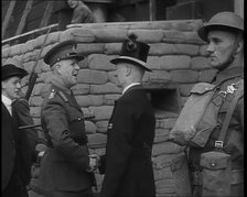 General John Vereker, 6th Viscount Gort, Greeting an Official Outside a Sandbagged Building, 1940. Creator: British Pathe Ltd.