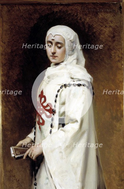 Maria Sverreri (1869-1928), Spanish theater actress, characterized as 'Dona Inés', oil by Raimund…