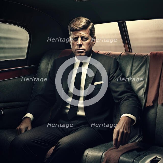 AI IMAGE - Portrait of John F Kennedy in a car, 1960s, (2023).  Creator: Heritage Images.