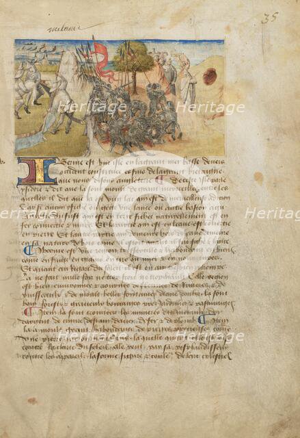 Ireland (Hibernia); Livre des merveilles du monde (Book of the Marvels of the World), about 1460-65. Creator: Master of the Geneva Boccaccio.