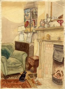 Fireside scene, c1950. Creator: Shirley Markham.