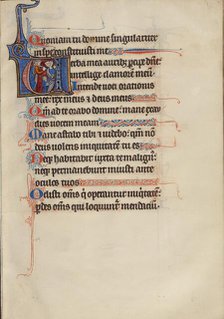 Initial V: Abraham Ousting Hagar and Her Son Ishmael; Bute Psalter, about 1285. Creator: Bute Master.