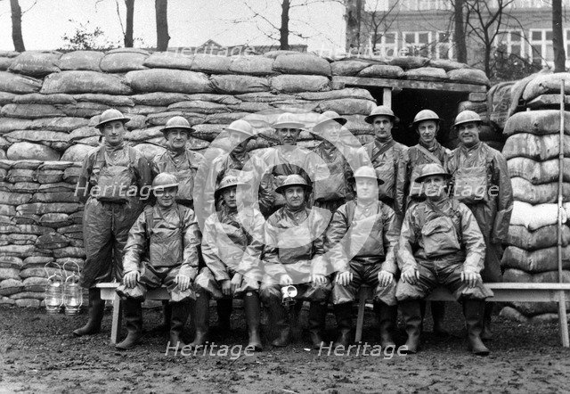 Rowntree ARP (Air Raid Protection) squad, York, Yorkshire, 1940. Artist: Unknown