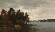 Cows by a lake, 1876. Creator: Fridolf Weurlander.