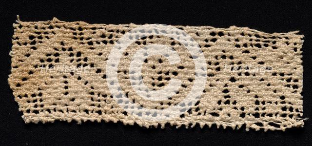 Fragment of a Band with Geometric Motif, 17th-18th century. Creator: Unknown.