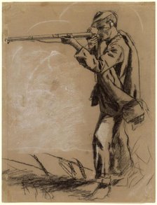 Soldier Taking Aim [recto], 1864. Creator: Winslow Homer.