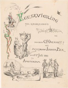 Announcement of wedding party, 1890. Creator: Theo van Hoytema.