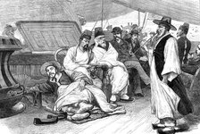 The Corean ambassadors returning on board the Japanese steamer Sakasago Masu, 1881. Creator: Unknown.