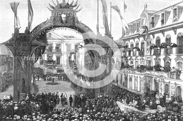 'The recent inspection of the Panama Canal works by M De Lesseps', 1886.  Creator: Unknown.