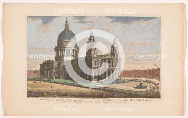 View of Saint Paul's Cathedral in London seen from the northwest side, 1753. Creator: Johann Michael Muller.