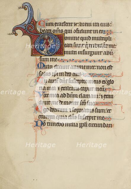 Initial D: Absalom Hanging from a Tree; Bute Psalter, text and illumination about 1285. Creator: Bute Master.
