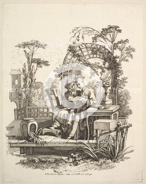 Man and Woman Reading, ca. 1742. Creator: Gabriel Huquier.