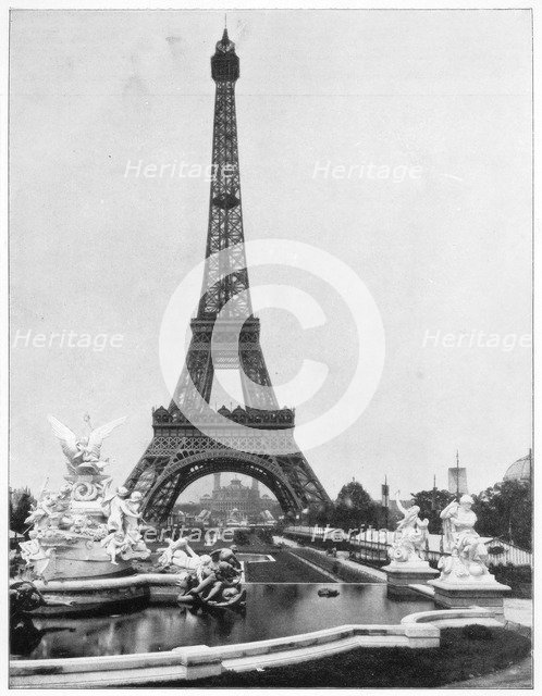 Eiffel Tower, Paris, late 19th century.Artist: John L Stoddard