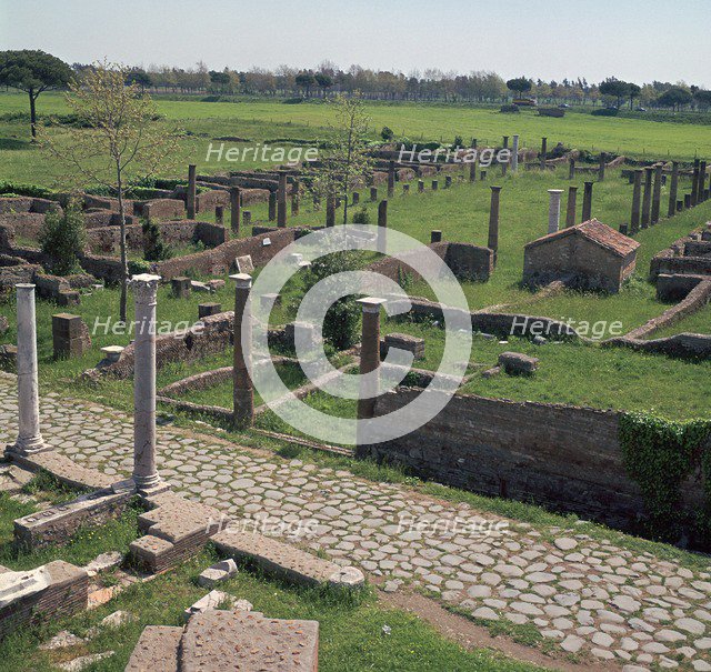 Main street of the Roman port of Ostia. Artist: Unknown