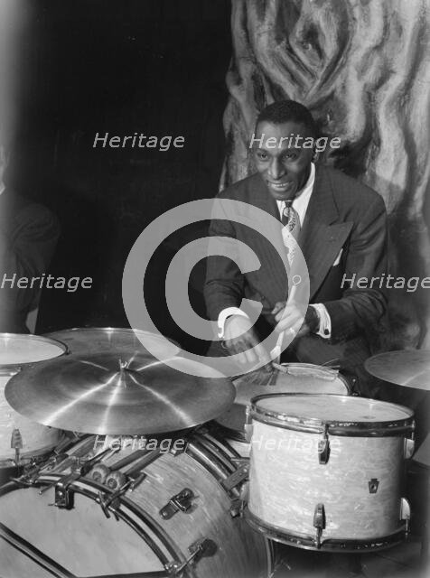 Portrait of Cozy Cole, Ole South, Washington, D.C., 1938. Creator: William Paul Gottlieb.