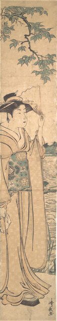 Woman with Fan on the Banks of the Sumida River. Creator: Torii Kiyonaga.