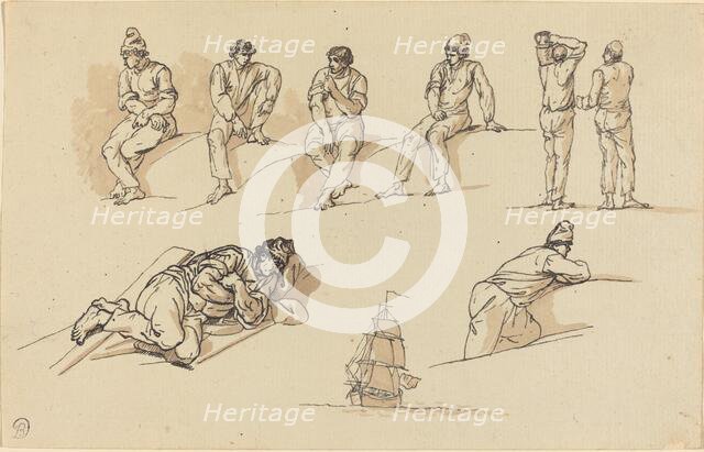 Eight Studies of Figures and a Ship at Sea. Creator: Claude-Joseph Vernet.