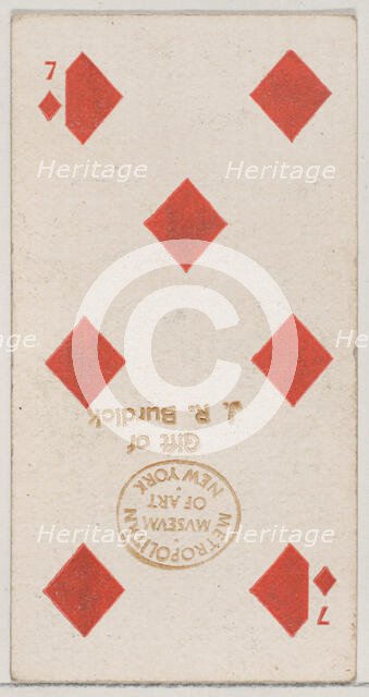 Seven Diamonds (red), from the Playing Cards series (N84) for Duke brand cigarettes, 1888., 1888. Creator: Unknown.