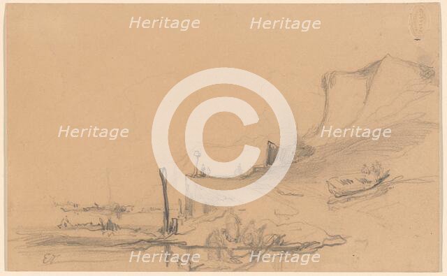 A Coast Road with Cliffs in the North of France, c.1830. Creator: Eugene Isabey.