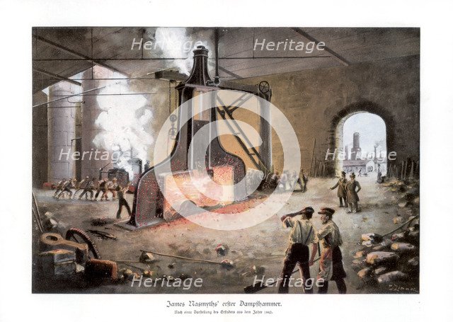 James Nasmyth's steam hammer, 1900.Artist: E Zimmer