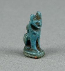 Amulet of the Goddess Bastet as a Seated Cat, Egypt, Late Period-Ptolemaic Period (664-30 BCE). Creator: Unknown.
