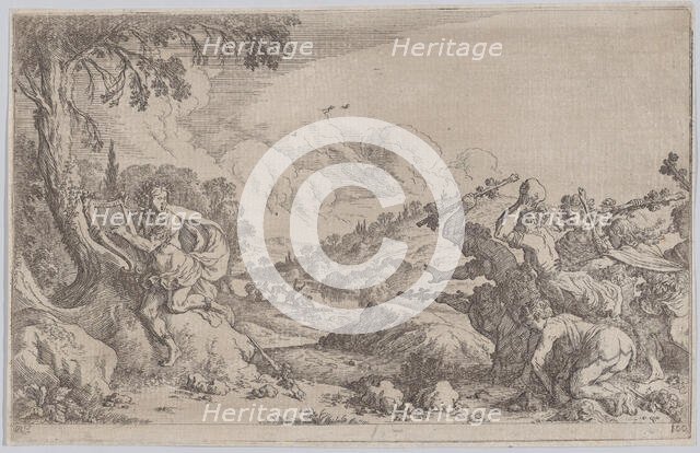 Plate 100: The death of Orpheus, from 'Ovid's Metamorphoses', 1641. Creator: Johann Wilhelm Baur.