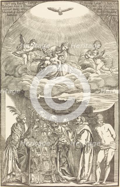 The Virgin in Clouds and Six Saints, 1742. Creator: John Baptist Jackson.