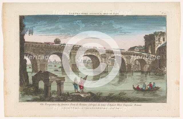 View of the Tiberius bridge over the river Marecchia in Rimini, before 1744-after 1760. Creator: Anon.