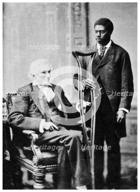 Alexander H Stephens, American politician, and a servant, c1870s (1955). Artist: Unknown