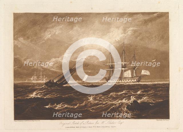 The Leader Sea Piece (Liber Studiorum, part IV, plate 20), March 29, 1809. Creator: JMW Turner.
