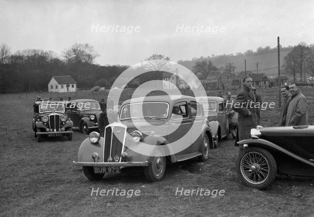 Standard Twelve and Standard Ten saloon, Standard Car Owners Club Southern Counties Trial, 1938. Artist: Bill Brunell.