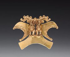 Double Bird-Headed Figure Pendant, c. 1000-1500. Creator: Unknown.