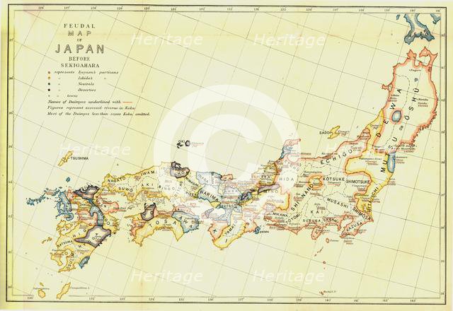 Feudal Map of Japan before Sekigahara', 1903. Creator: Unknown.