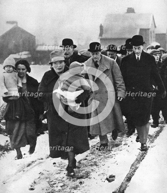The future Edward VIII walking in the snow in Winlaton, County Durham, 1929. Artist: Unknown