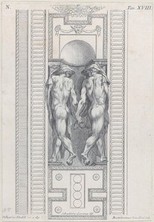 Plate 18: two nude figures wearing veils, seen from behind, 1756. Creators: Bartolomeo Crivellari, Sebastiano Gamma.