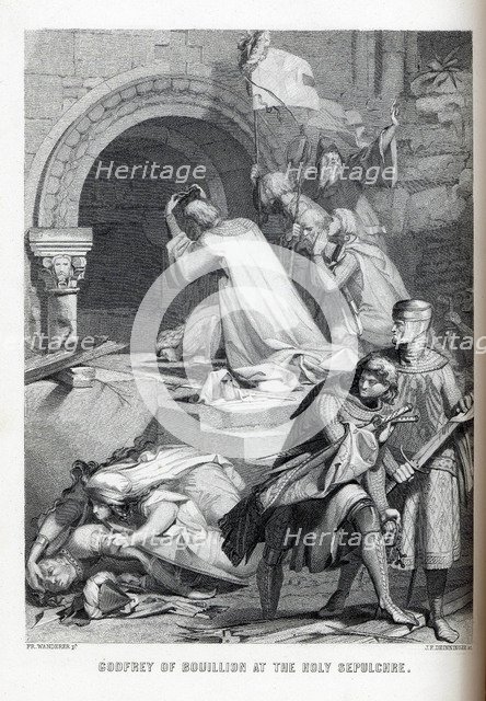 Godfrey of Bouillon at the Holy Sepulchre, 1882. Artist: Deininger, Jacob Friedrich (1836-1880s)