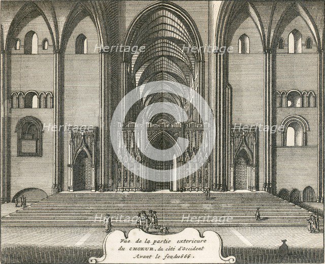 Choir of Old St Paul's Cathedral, City of London, 1707. Artist: Unknown.