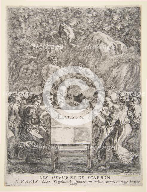 Frontispiece for Les Oeuvres de Scarron, 1649. Creator: Stefano della Bella.